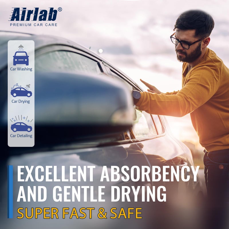 Airlab Microfiber Drying Towels for Cars Wash Lint-Free Streak-Free Super Absorbent Ultra Soft Auto Detailing Supplies 16 x 24 Inches  Pack of 2 - Image 4